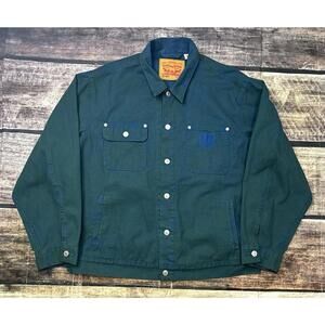 Levis Jacket Mens Large Sunrise Trucker Pockets Green Blue